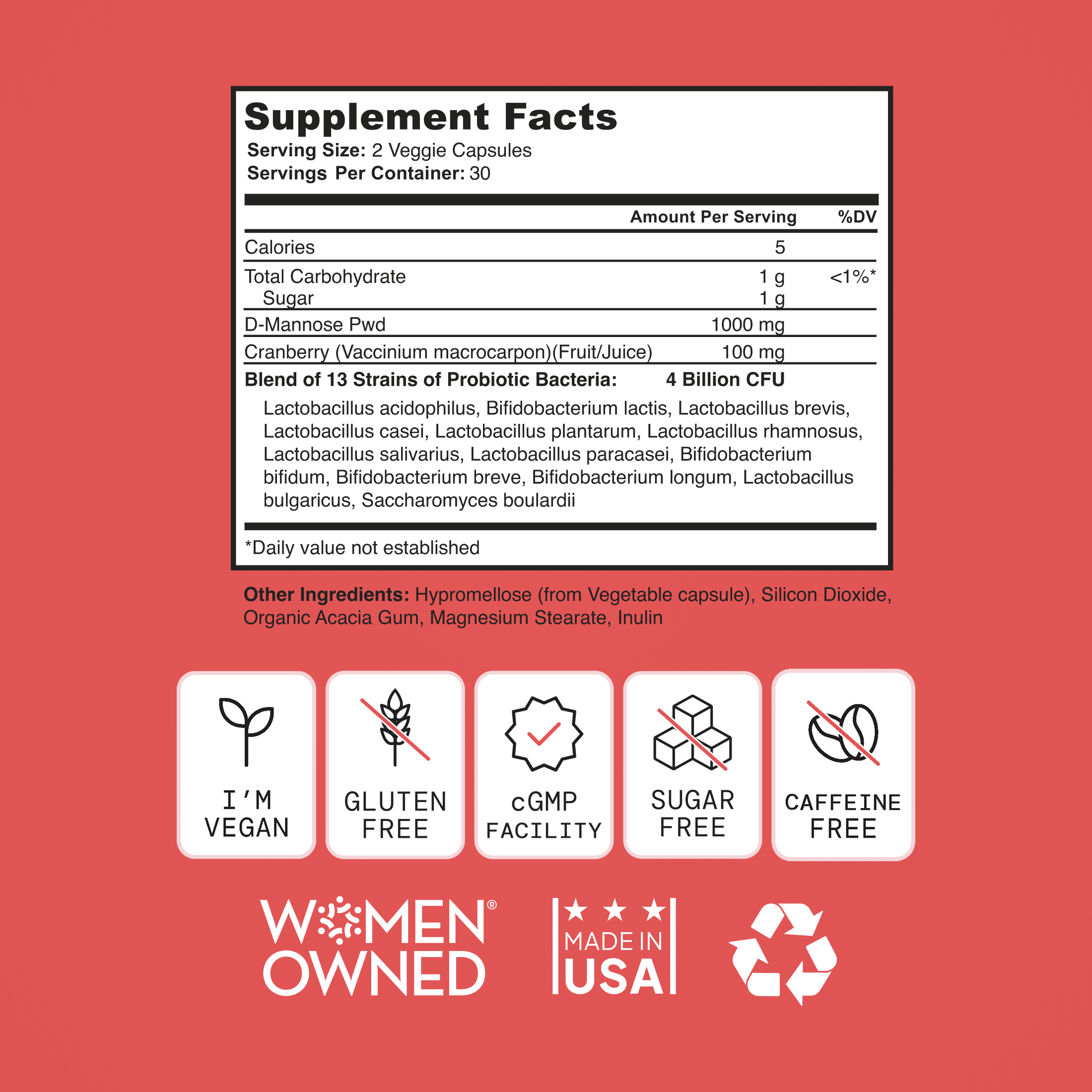 Women's Urinary Care Supplement with D-Mannose, Cranberry & Probiotics - Image 6